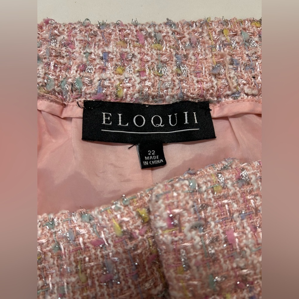 ELOQUII PINK RAINBOW CONFETTI TWEED, RAW EDGE SHORTS. FULLY LINED, RAW EDGE Sz22 - Picture 9 of 12